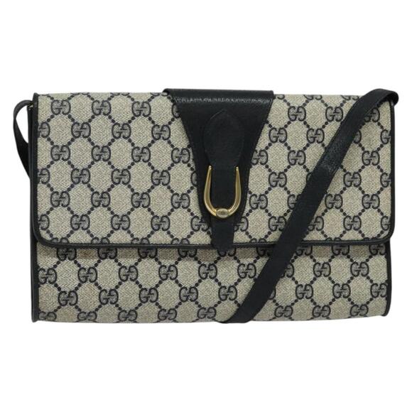 GUCCI GG Supreme Shoulder Bag Pvc Navy Gold - Picture 1 of 16